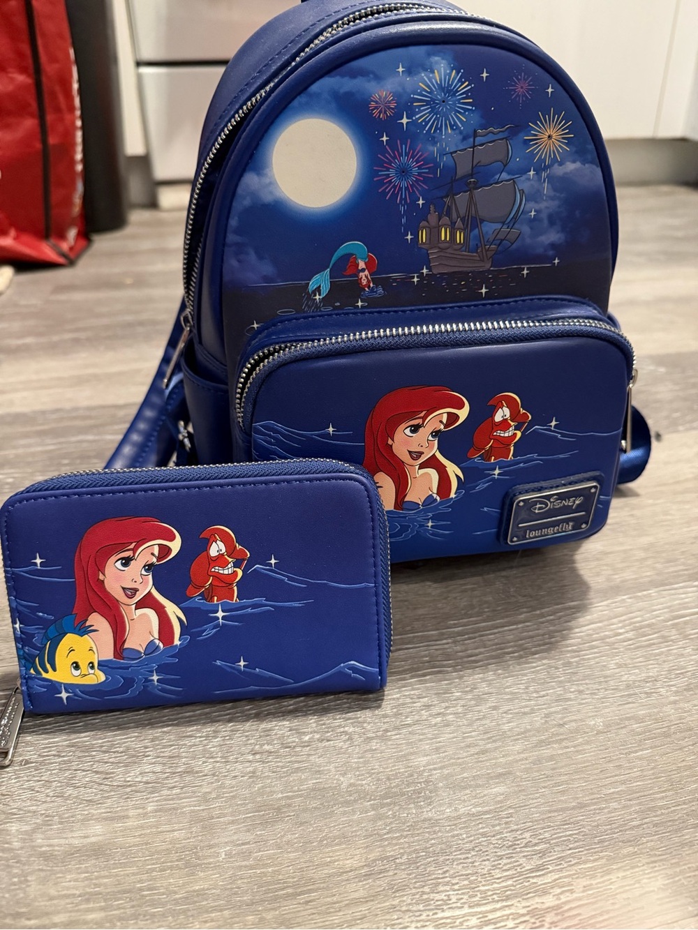 Loungefly Disney Ariel Navy Blue Mini Backpack and Zip Wallet Set